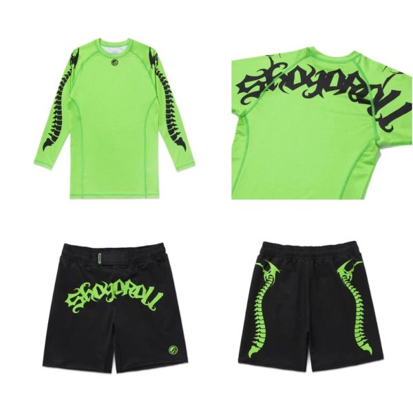 Shoyoroll Tribal Rash Guard LS Short Set Bjj Uniform Jiu Jitsu (Green) American