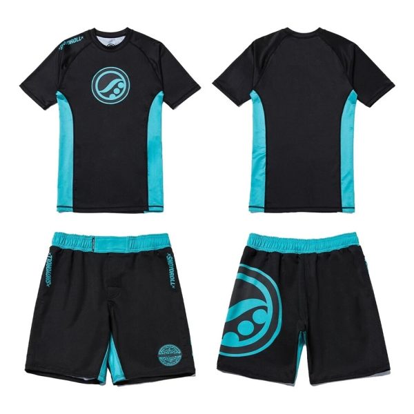 Shoyoroll Coral Competitor Rash Guard SS & Training Fitted Shorts BJJ Jiu Jitsu